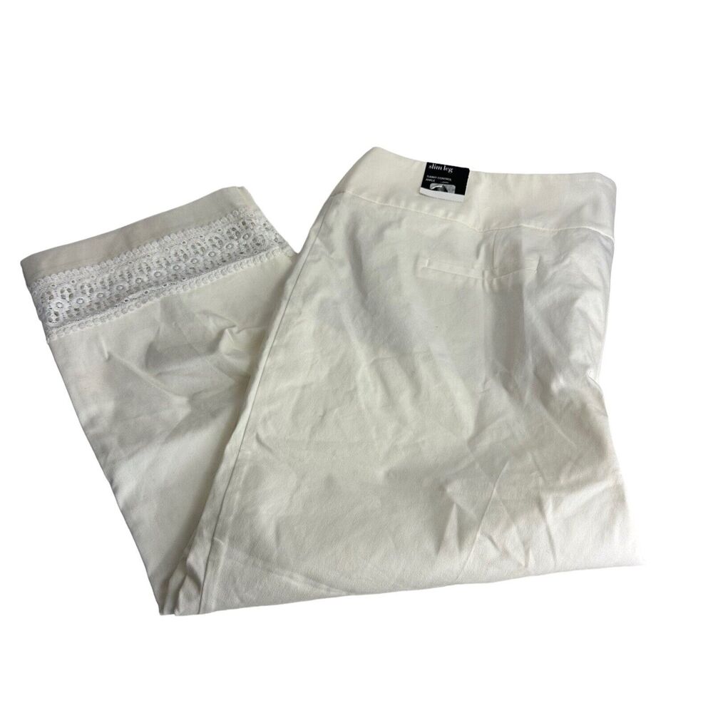 Alfani Womens Bright White Tummy Control Slim Leg Ankle Pants Size 24W